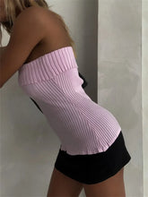 Knitted Ribbed Solid Summer Casual Sleeveless Backless Off Shoulder Vests Club Streetwear Crop Tops